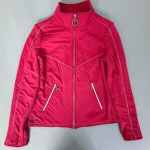 Erin Snow Pink Fitted Full Zip Jacket Ring Pull Zip Pockets Ski Activewear